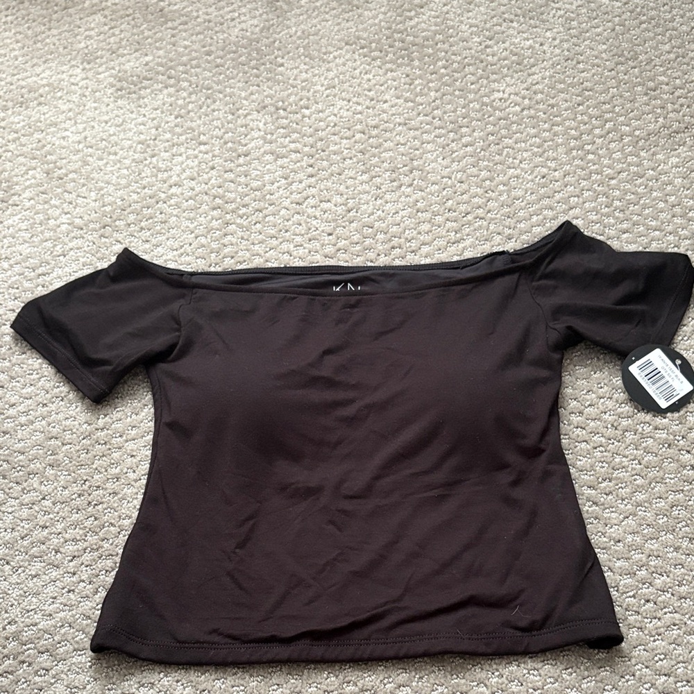 Klassy Network Black Off-Shoulder Crop Top Brami